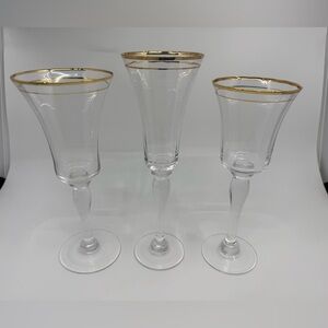 Double Gold Rimmed Stemmed Glassware 3 Pcs